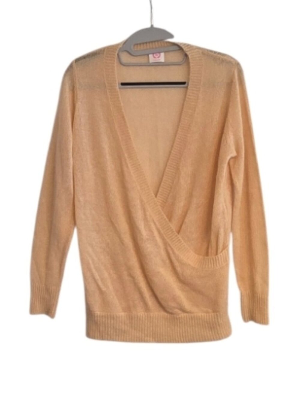Wanna B Wrap Sweater Criss Cross Lightweight Loose Weave Beachy Coastal Grandma